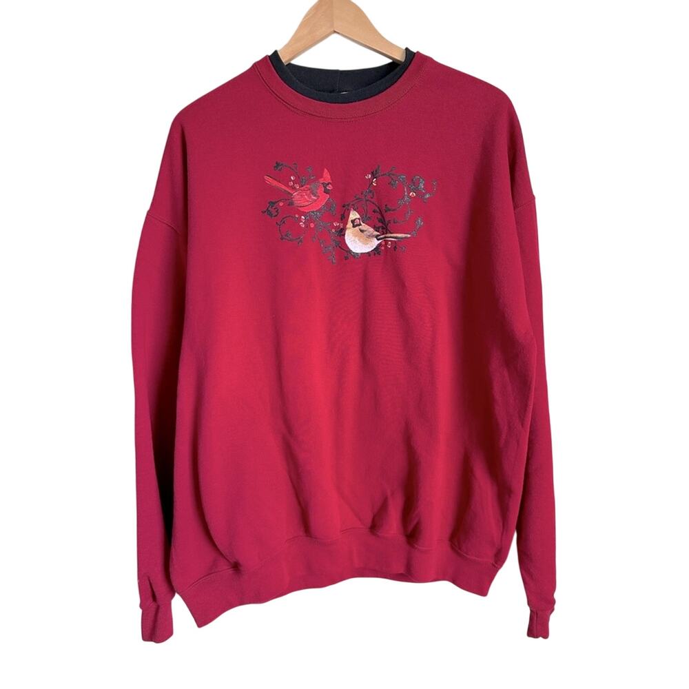 VTG Cardinals Red Birds Country Store Grandma Sweatshirt Cottagecore Sz XL